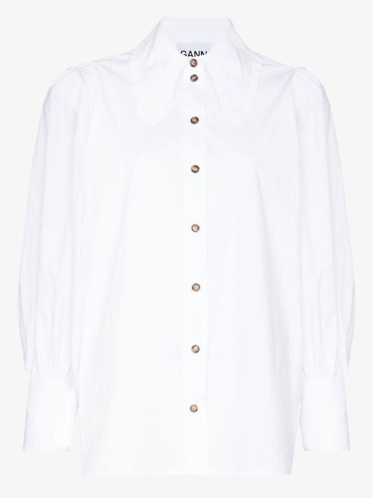 Ruffled Cotton Poplin Shirt