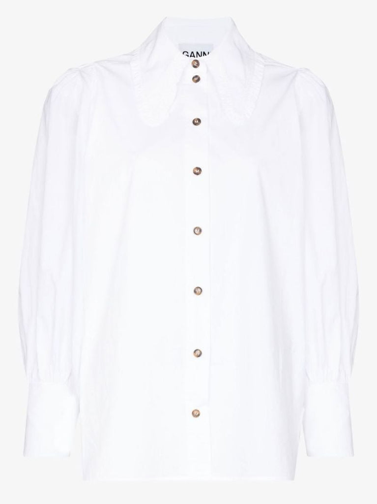 Ruffled Cotton Poplin Shirt