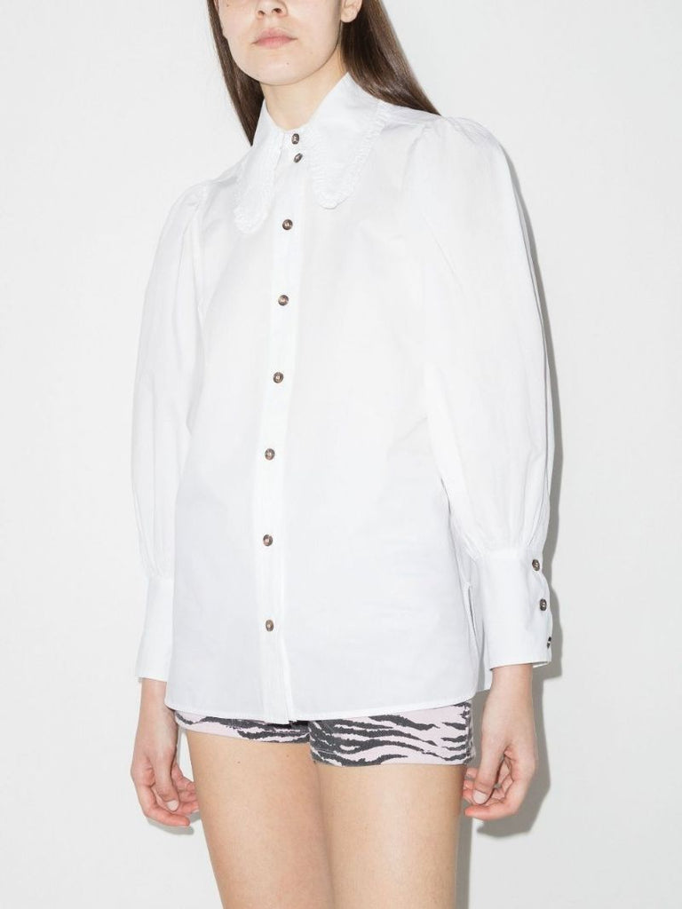 Ruffled Cotton Poplin Shirt