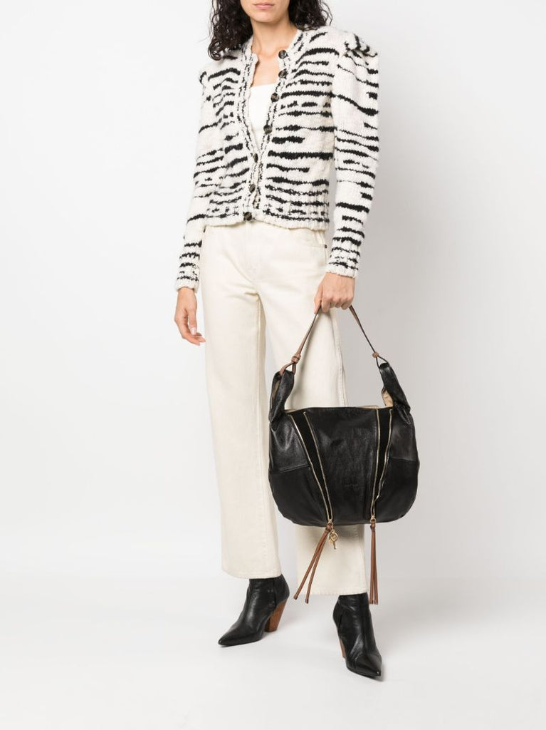 Black Indra Leather Hobo Shoulder Bag