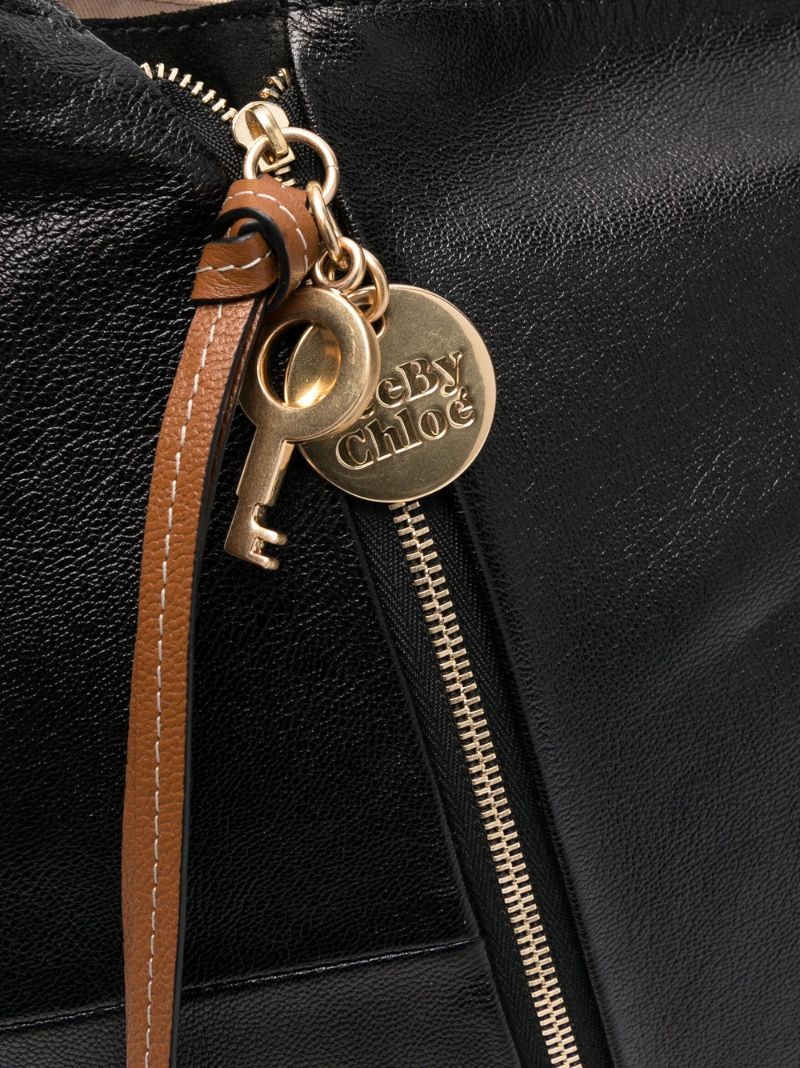Black Indra Leather Hobo Shoulder Bag