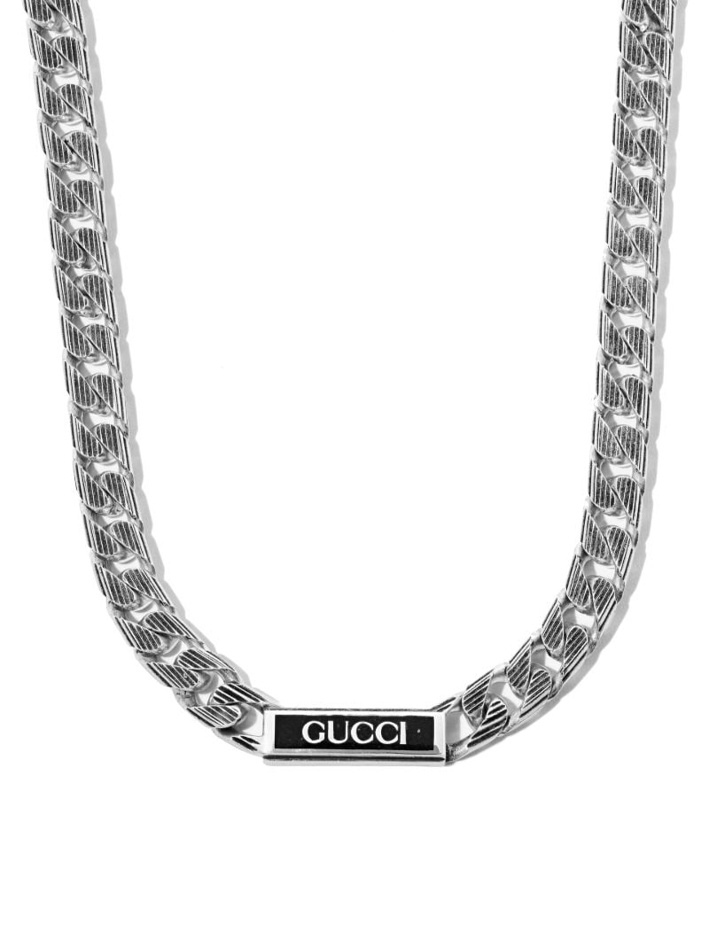 Sterling Silver Enamel Tag Necklace