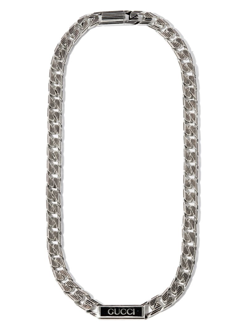 Sterling Silver Enamel Tag Necklace