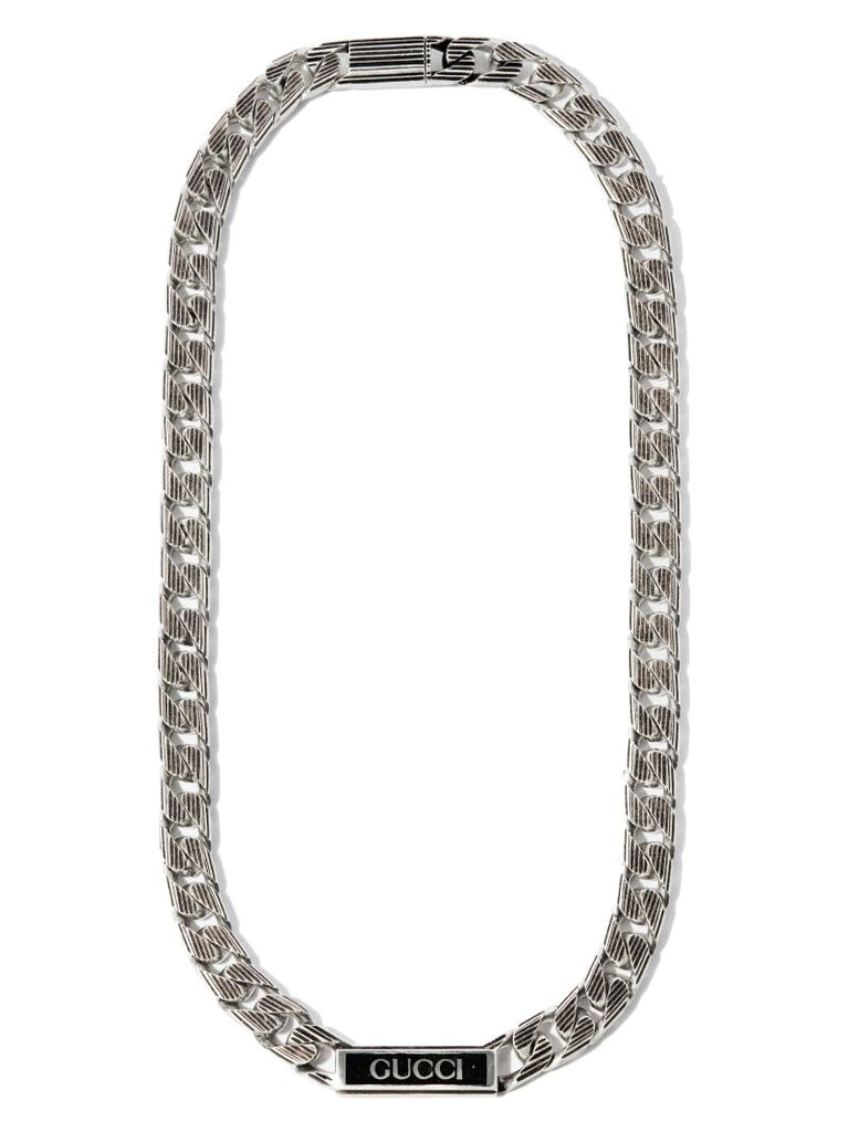 Sterling Silver Enamel Tag Necklace