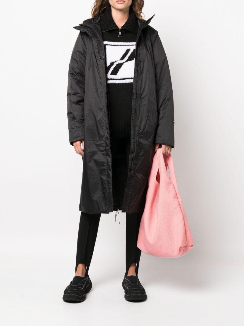 Black Long Padded Nylon Jacket