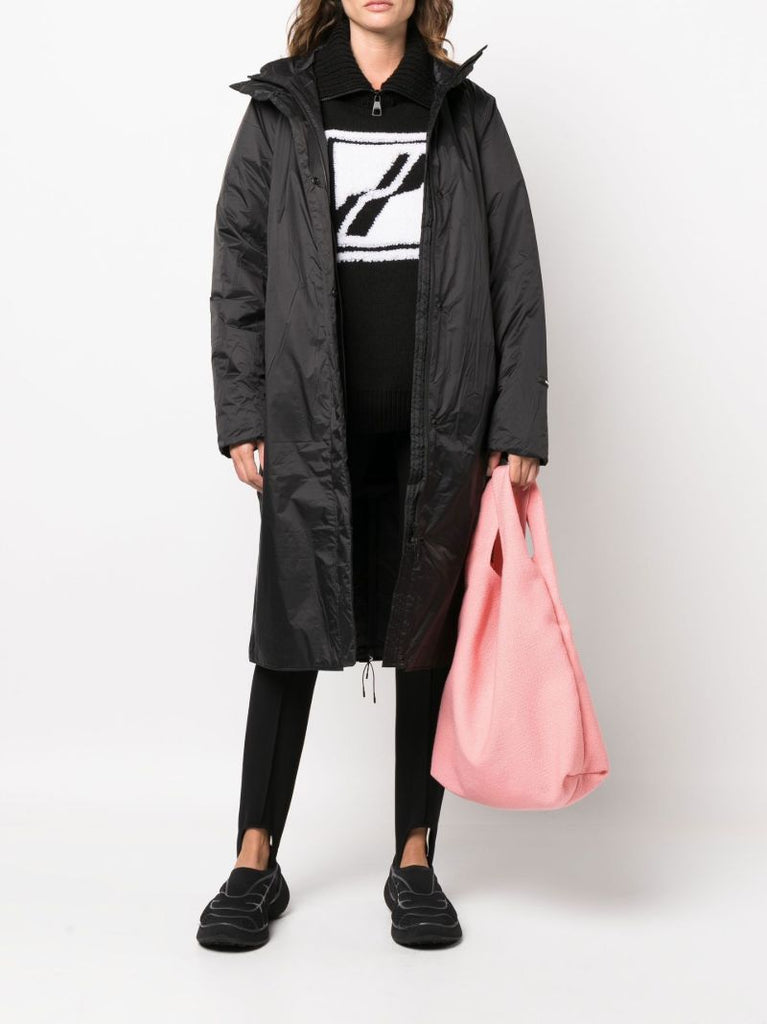Black Long Padded Nylon Jacket