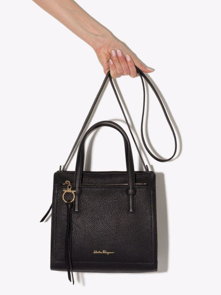 Black Amy Leather Tote Bag