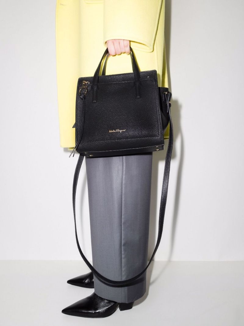 Black Amy Leather Tote Bag