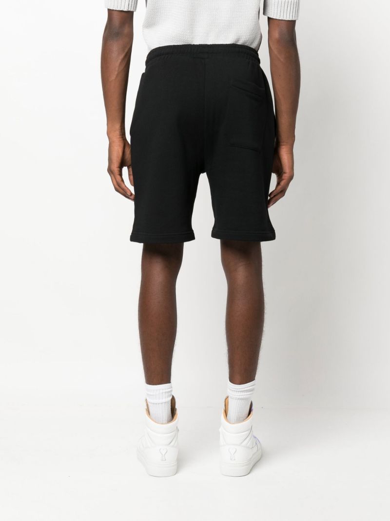 Black Logo Print Cotton Track Shorts