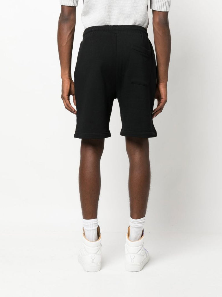 Black Logo Print Cotton Track Shorts