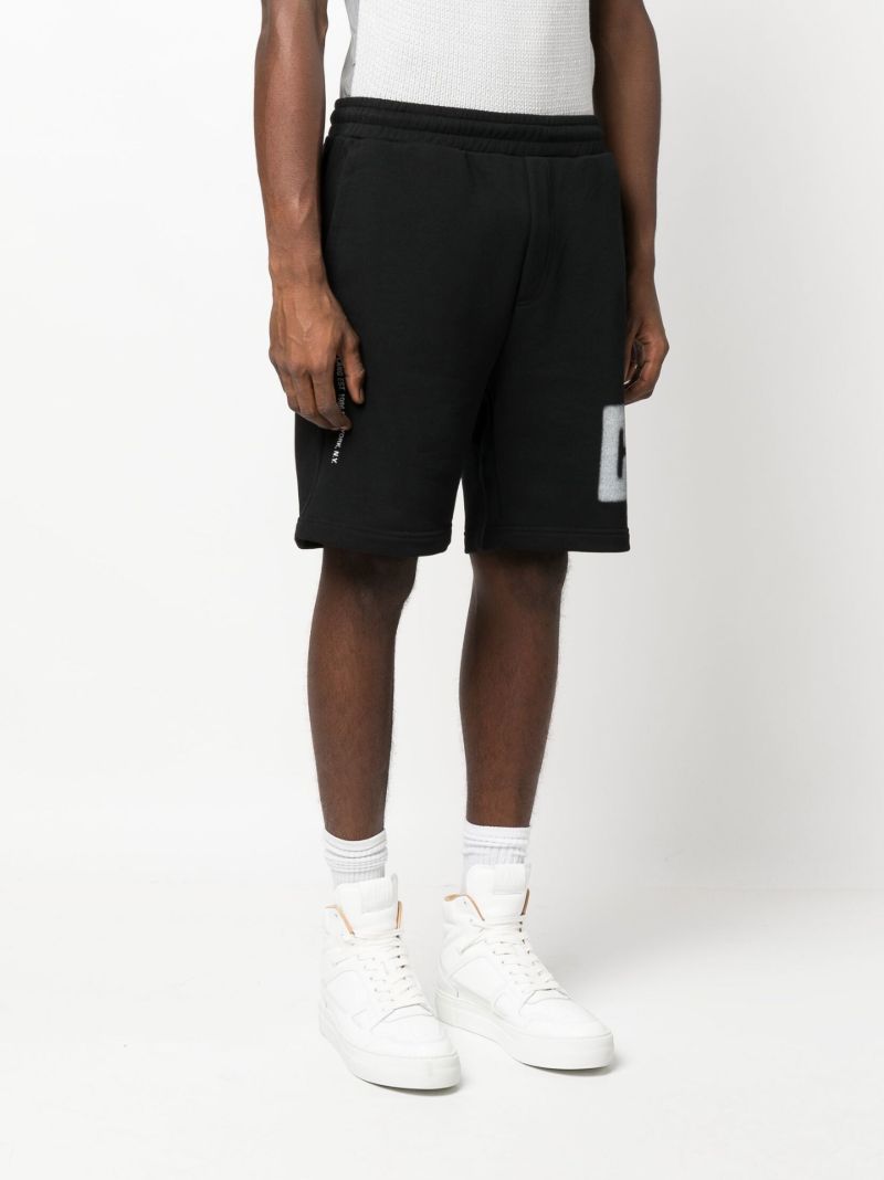Black Logo Print Cotton Track Shorts
