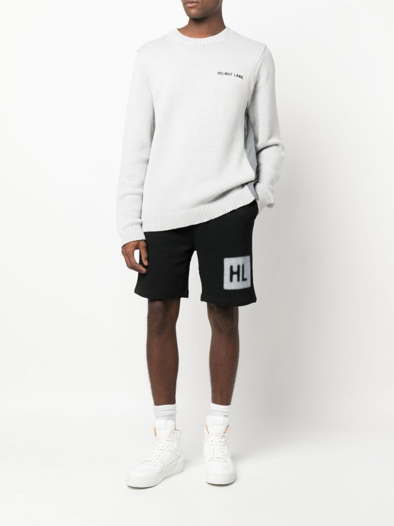 Black Logo Print Cotton Track Shorts