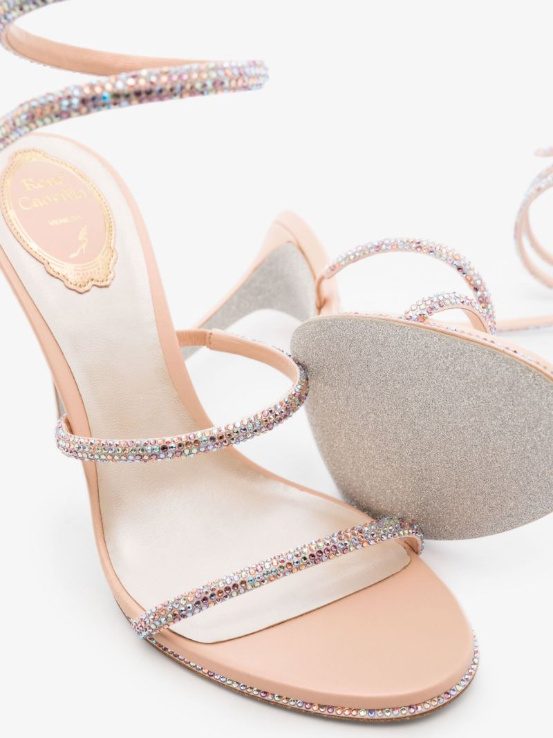 Pink 105 Crystal Embellished Leather Sandals