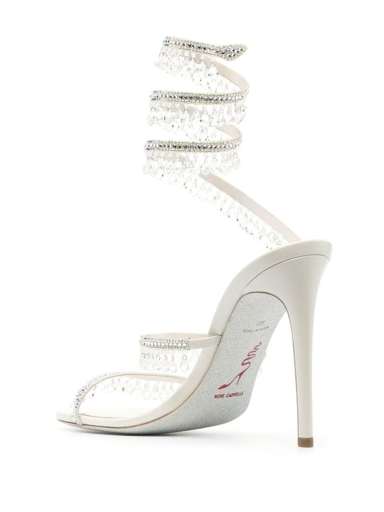 Grey 105 Crystal Leather Sandals