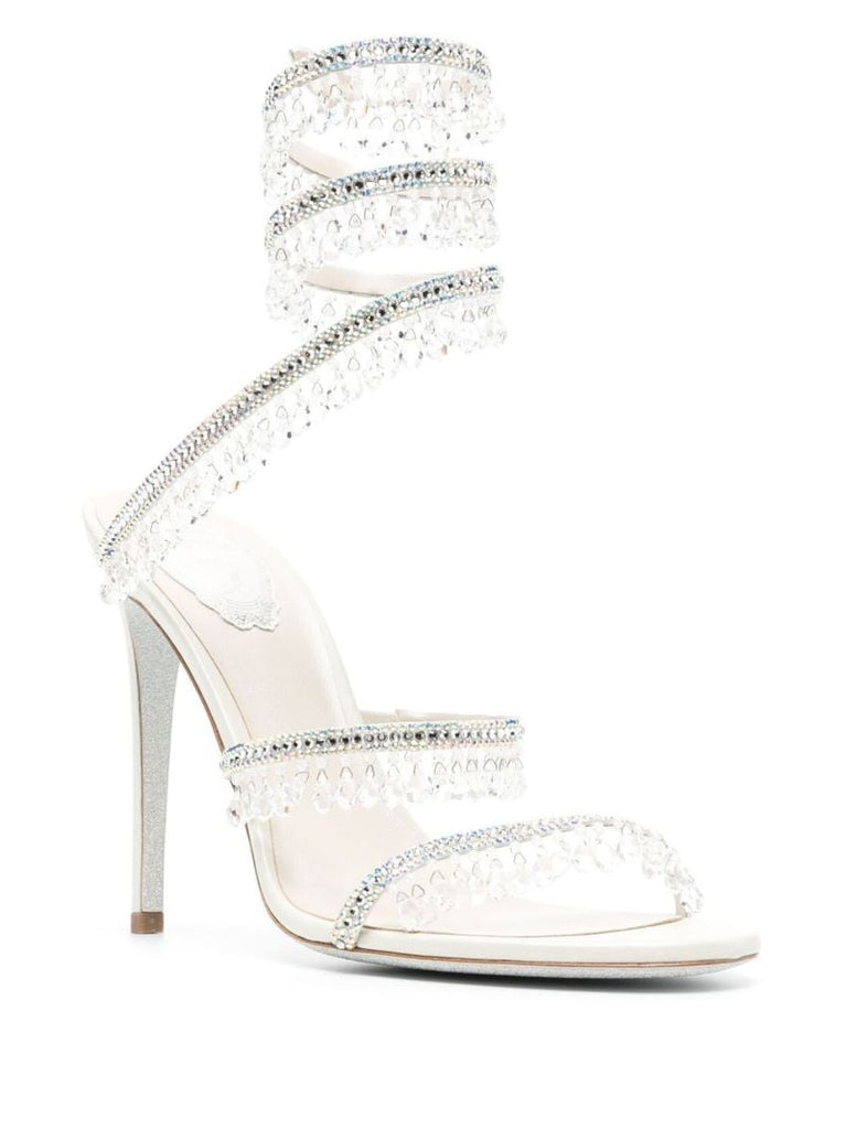 Grey 105 Crystal Leather Sandals
