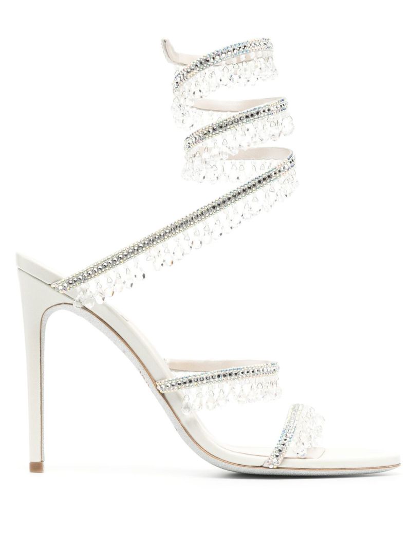 Grey 105 Crystal Leather Sandals