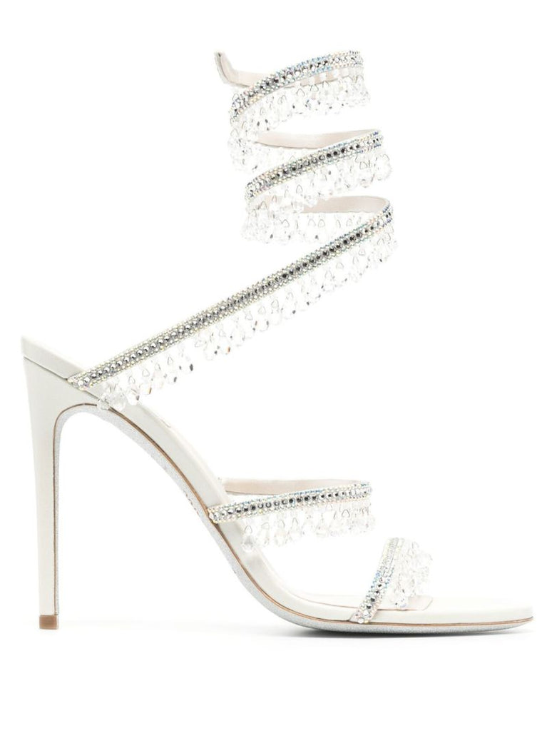 Grey 105 Crystal Leather Sandals
