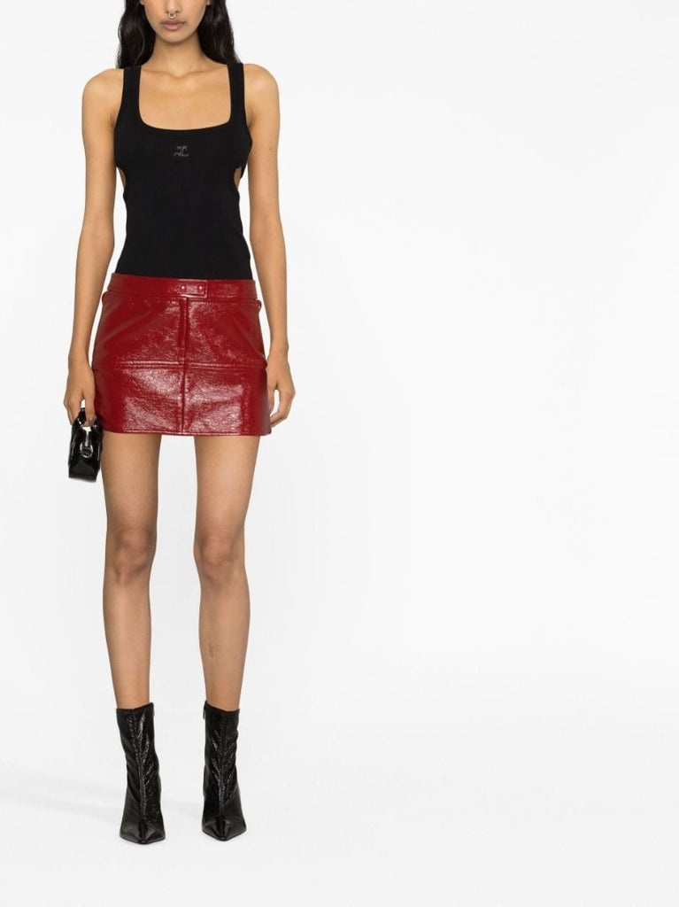 Red Diamond Cut-out Mini Skirt