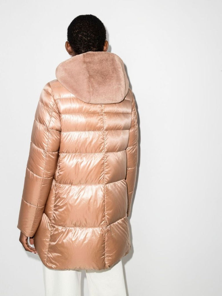 Neutral Nylon Ultralight Hooded Puffer Coat