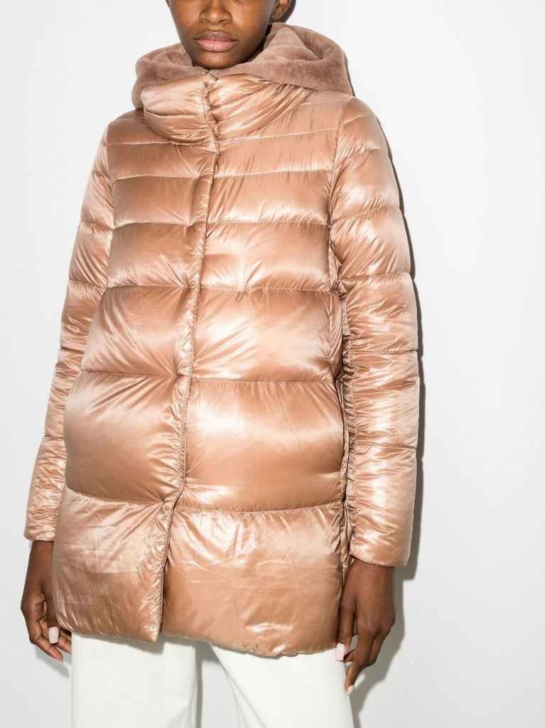 Neutral Nylon Ultralight Hooded Puffer Coat