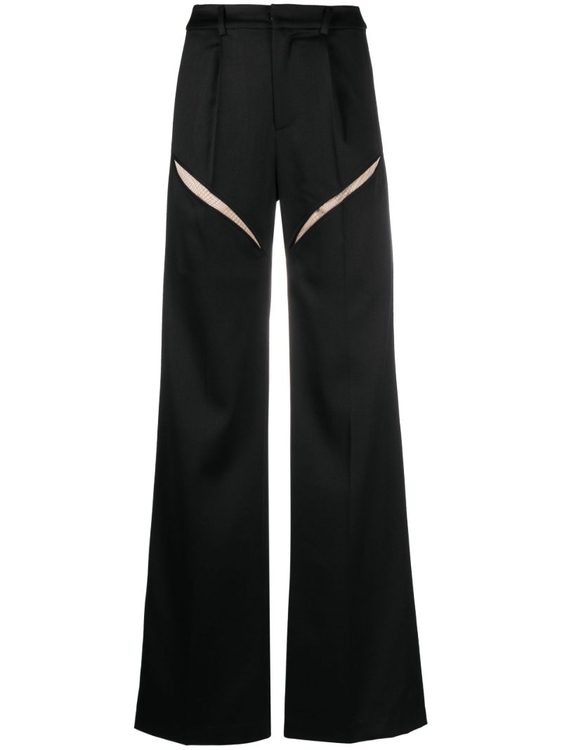 Black Mesh Panel Suit Trousers