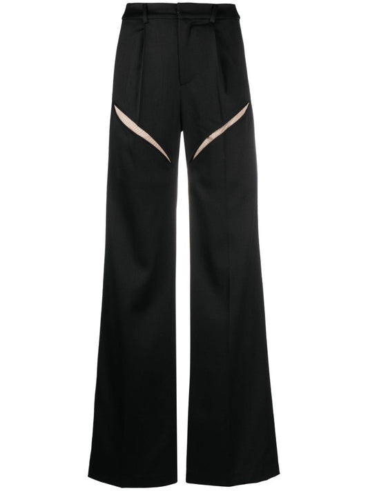 Black Mesh Panel Suit Trousers