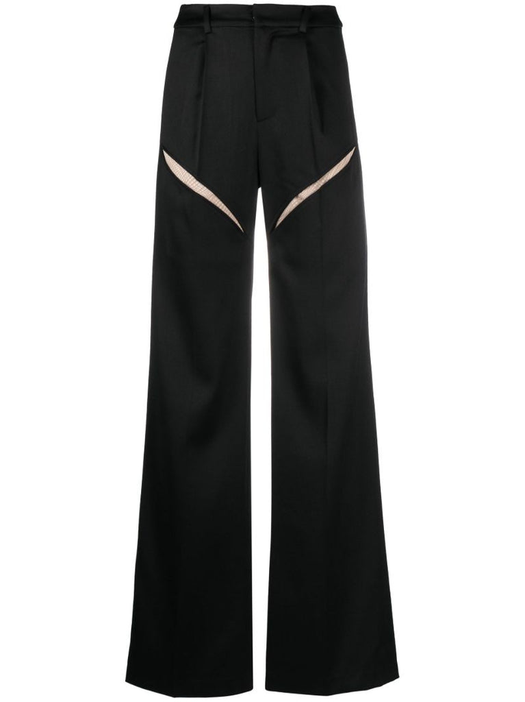 Black Mesh Panel Suit Trousers