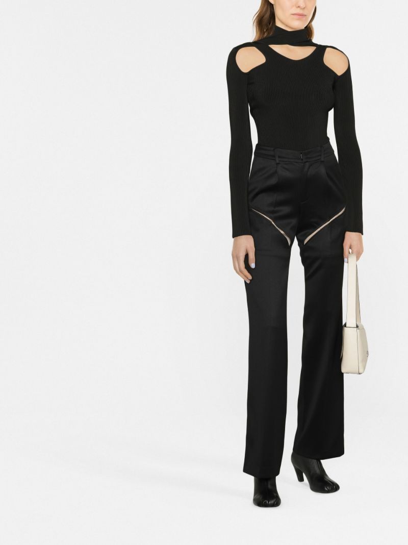 Black Mesh Panel Suit Trousers