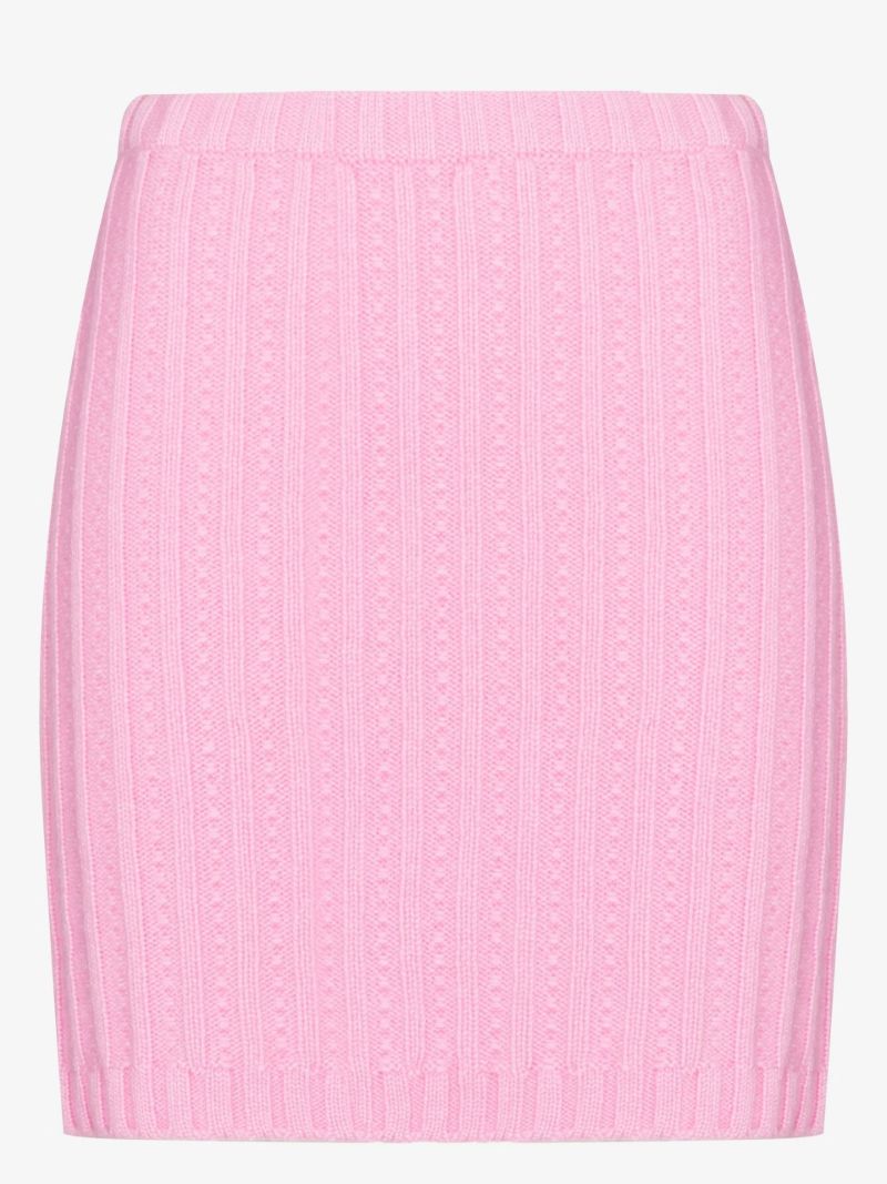 Pink Ribbed Mini Skirt