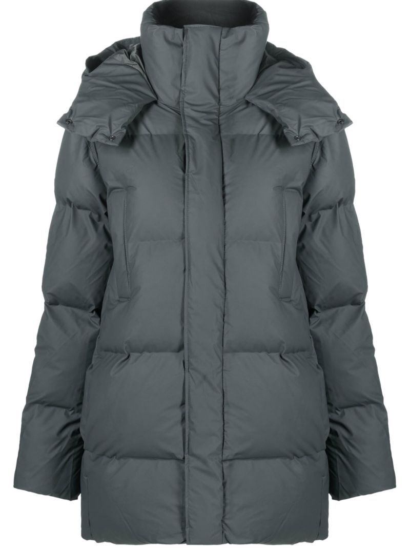 Grey Boxy Puffer Parka Coat