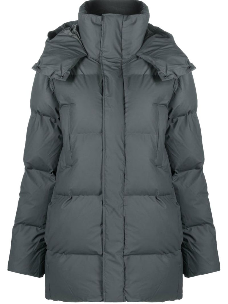 Grey Boxy Puffer Parka Coat