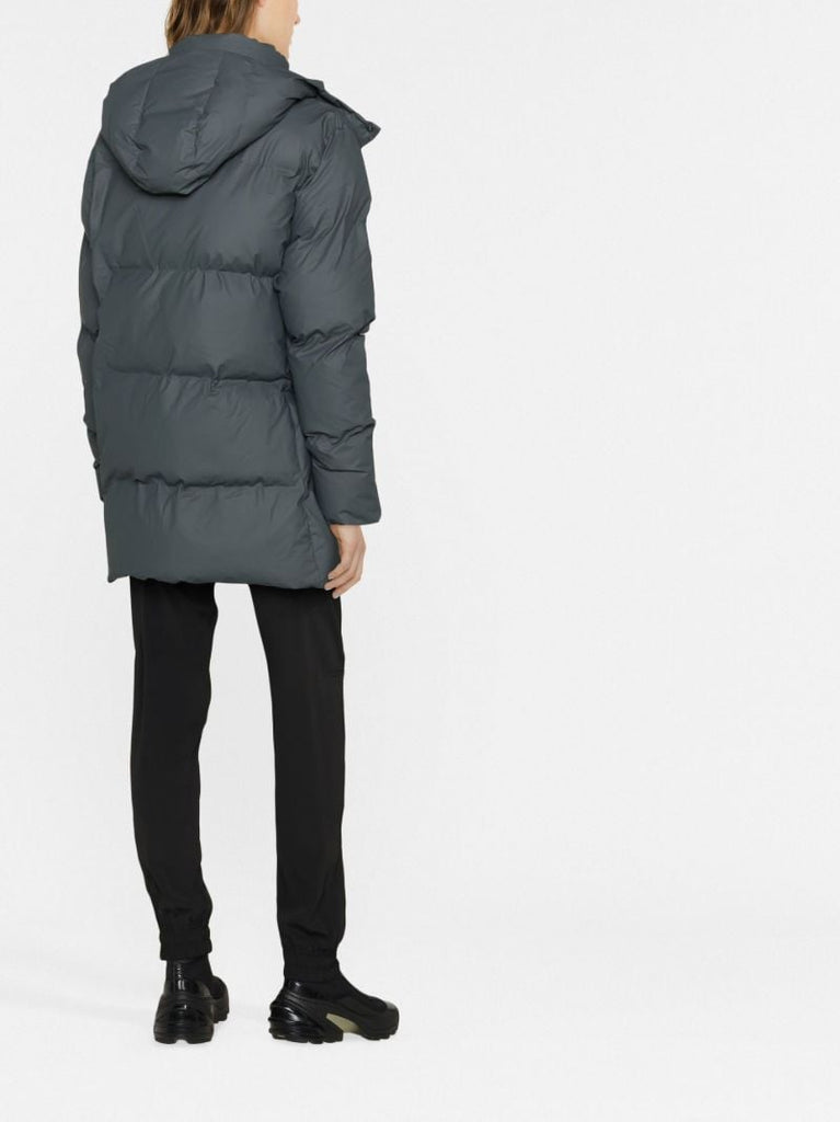 Grey Boxy Puffer Parka Coat