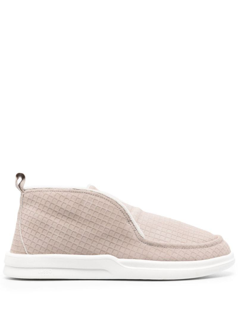 Beige Waffle Suede Slippers