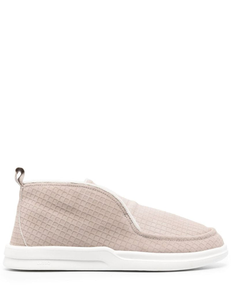 Beige Waffle Suede Slippers