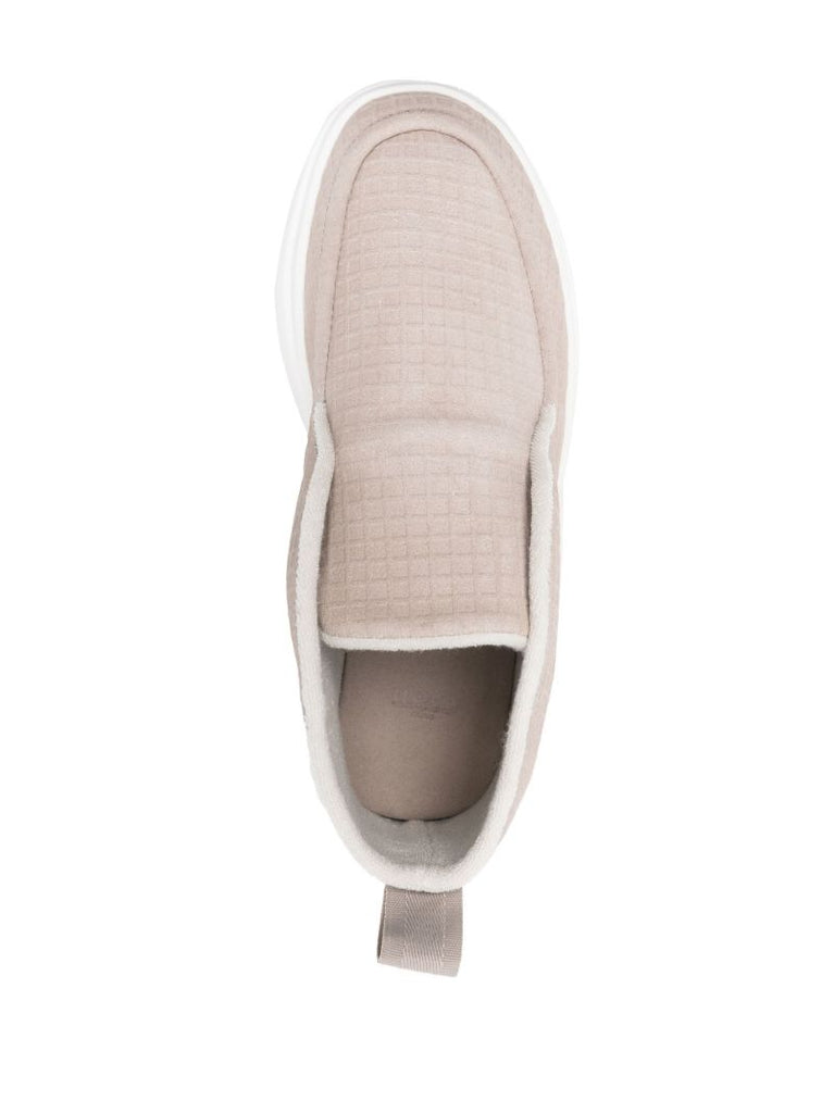 Beige Waffle Suede Slippers