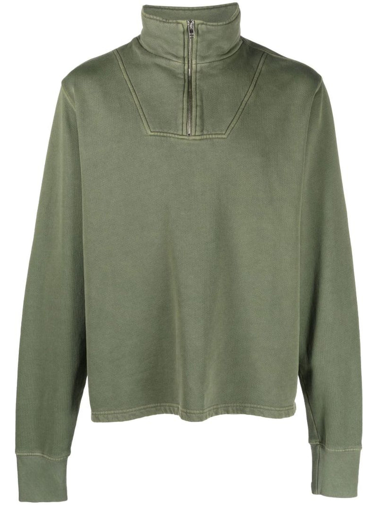 Green Yacht Half-zip Cotton Fleece Sweatshirt