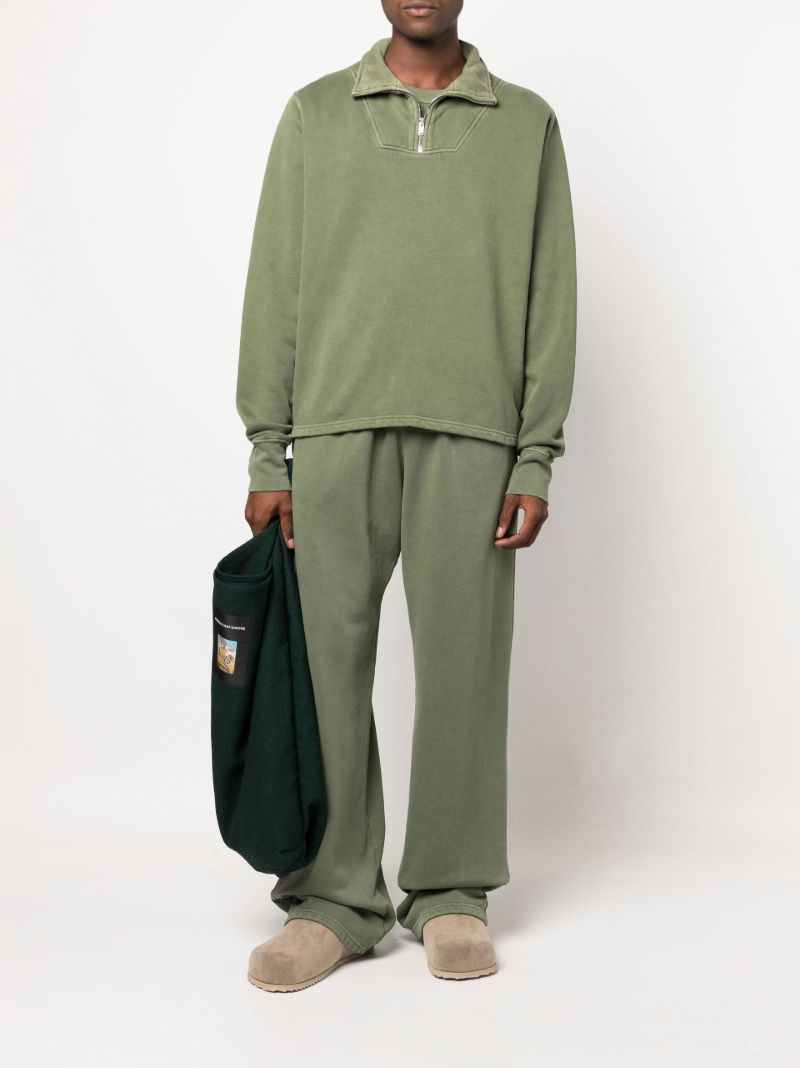Green Yacht Half-zip Cotton Fleece Sweatshirt