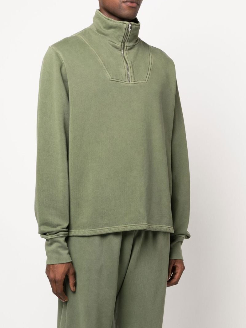 Green Yacht Half-zip Cotton Fleece Sweatshirt
