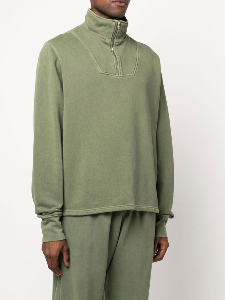 Green Yacht Half-zip Cotton Fleece Sweatshirt