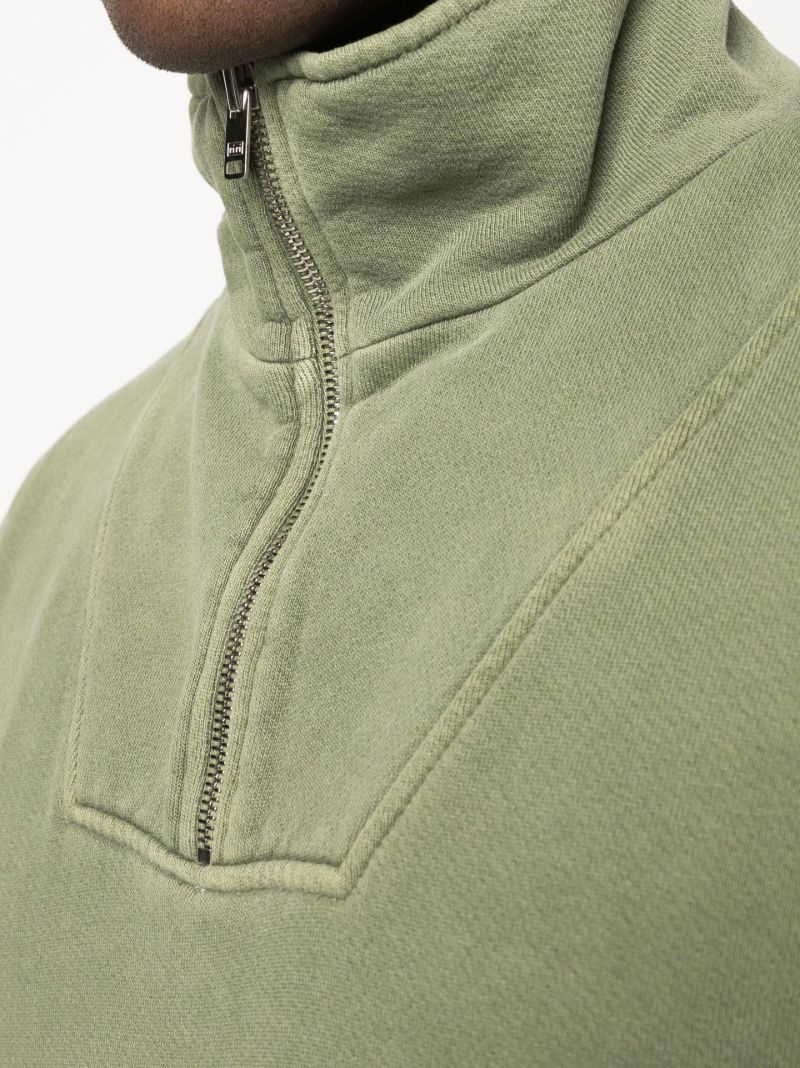 Green Yacht Half-zip Cotton Fleece Sweatshirt