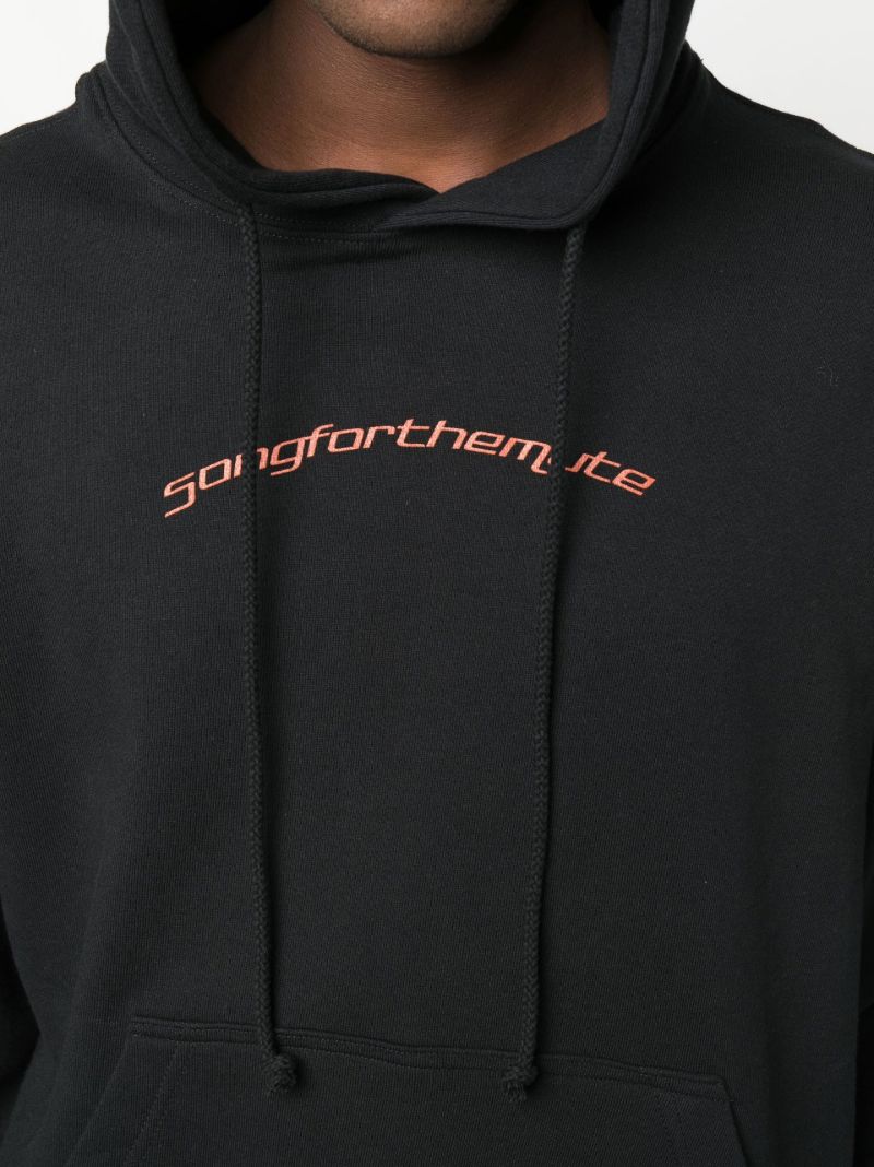 Black Logo Print Cotton Hoodie