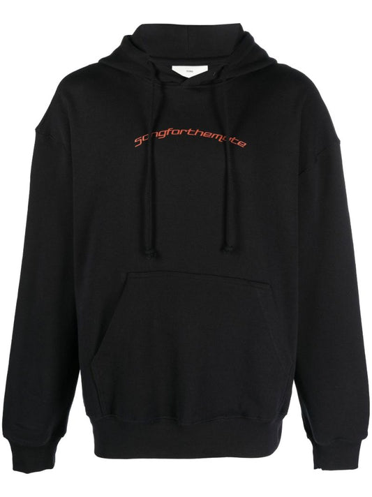Black Logo Print Cotton Hoodie