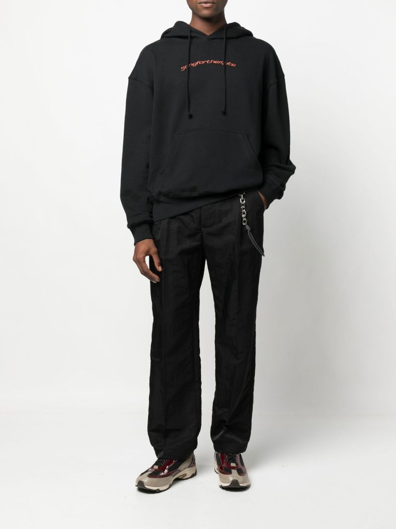 Black Logo Print Cotton Hoodie