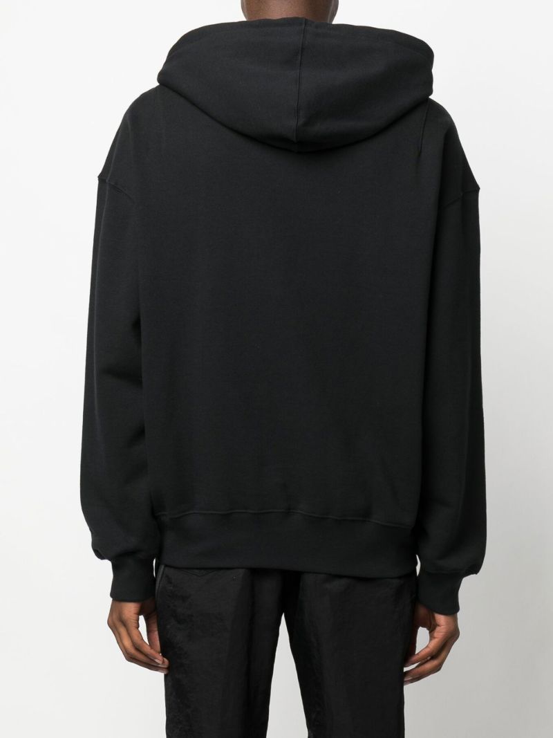 Black Logo Print Cotton Hoodie