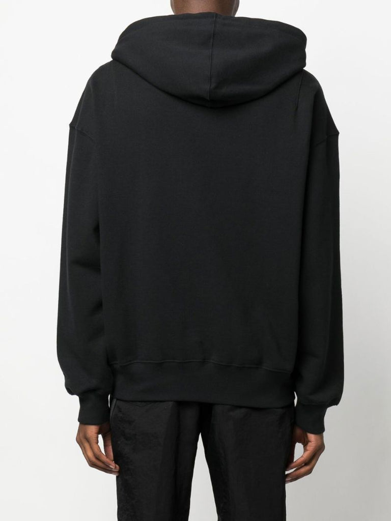 Black Logo Print Cotton Hoodie