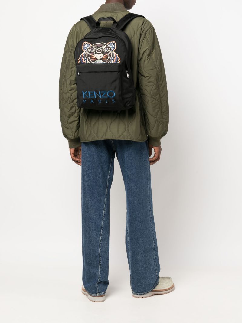 Black Kampus Tiger Canvas Backpack