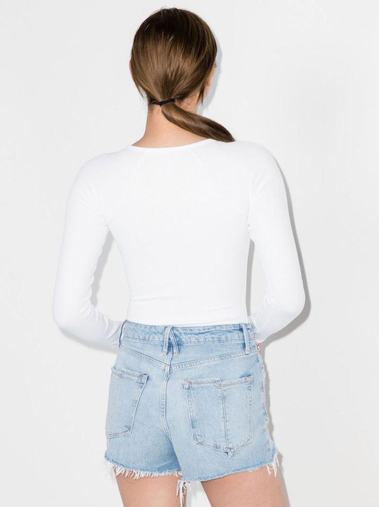 White the Feel Good Long Sleeve Bodysuit