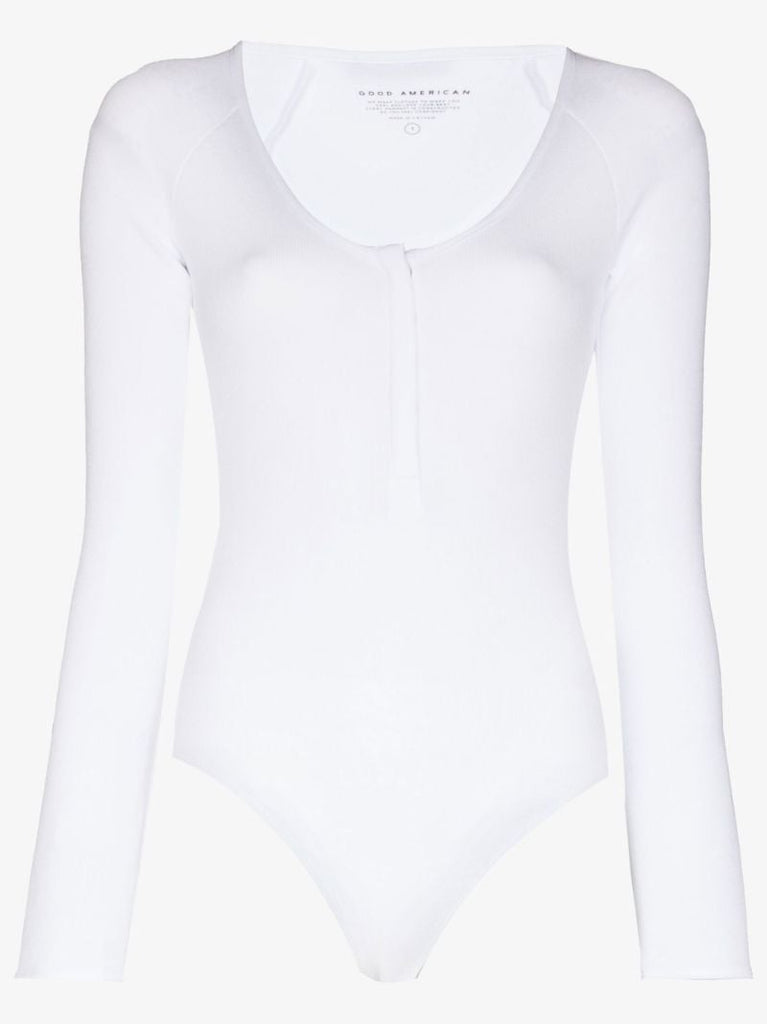 White the Feel Good Long Sleeve Bodysuit