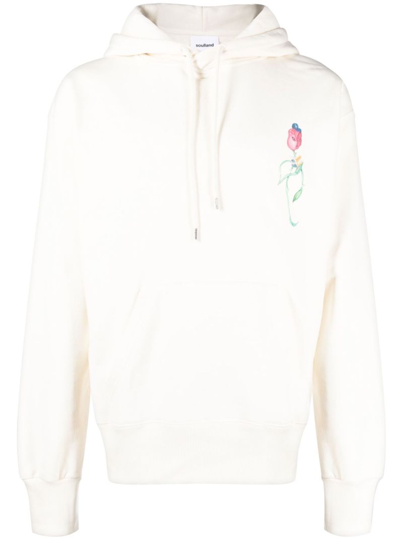 Neutral Flowers Cotton Hoodie