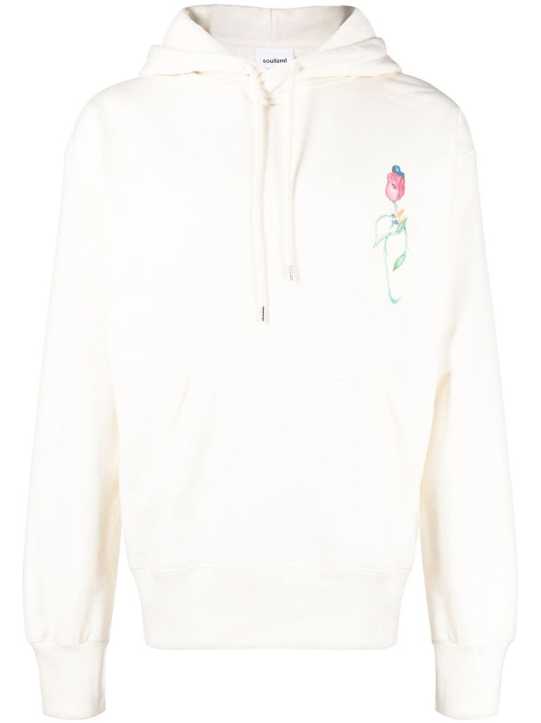Neutral Flowers Cotton Hoodie